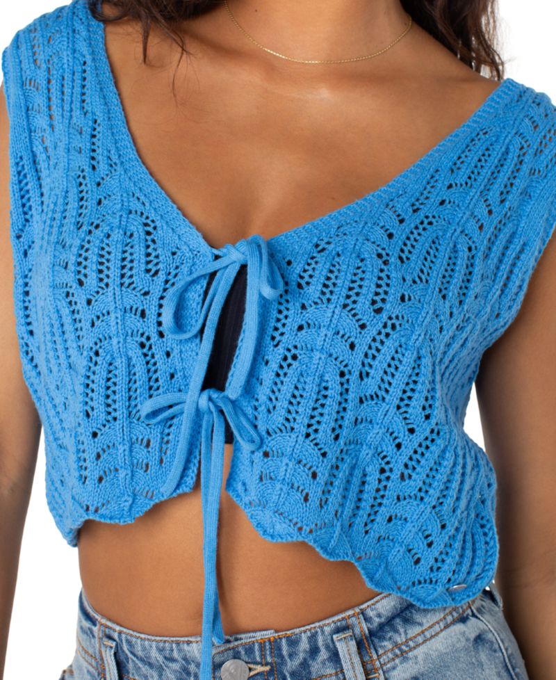 Women's Beach Bound Cotton Crochet Tie-Front Vest