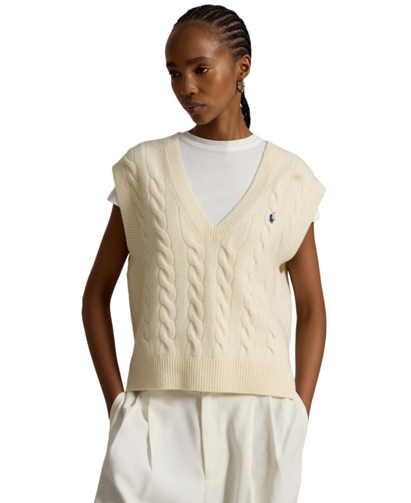 Women's Sleeveless V-Neck Wool-Cashmere Sweater Vest