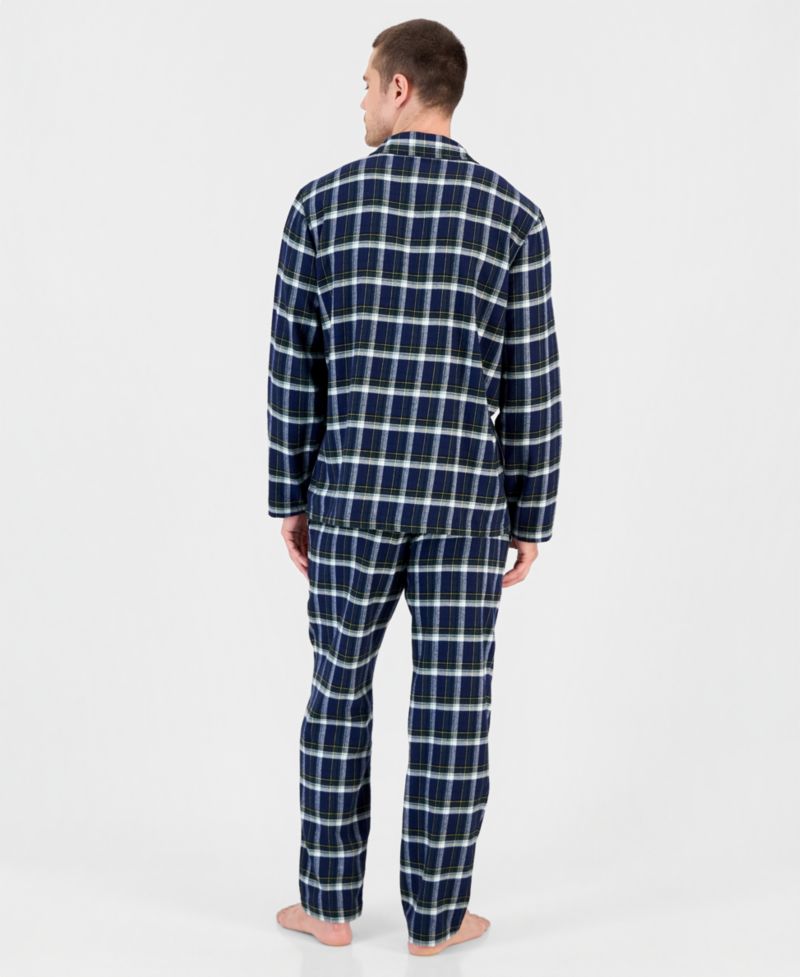 Men's Flannel Plaid Button-Front Top and Pajama Pants, 2-Piece Set