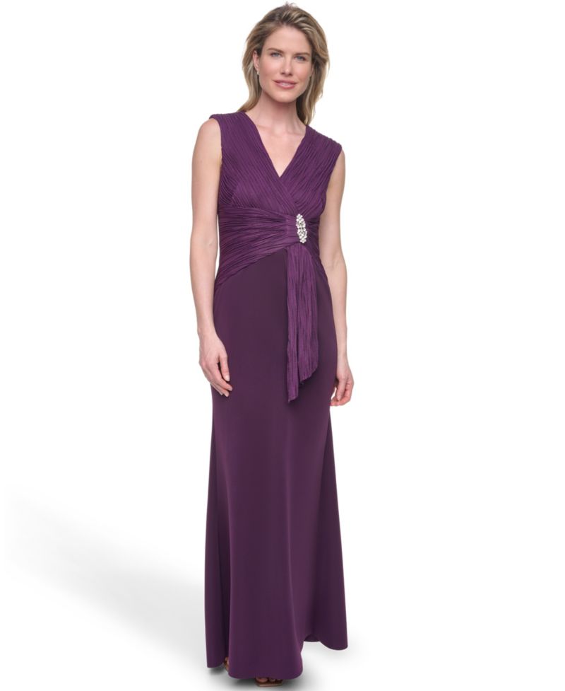 Petite Sleeveless V-Neck Gown