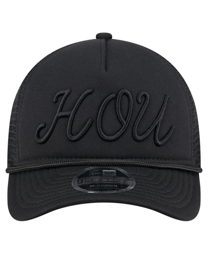 Men's Black Houston Astros City Initial 9FORTY A-Frame M-Crown Adjustable Trucker Hat