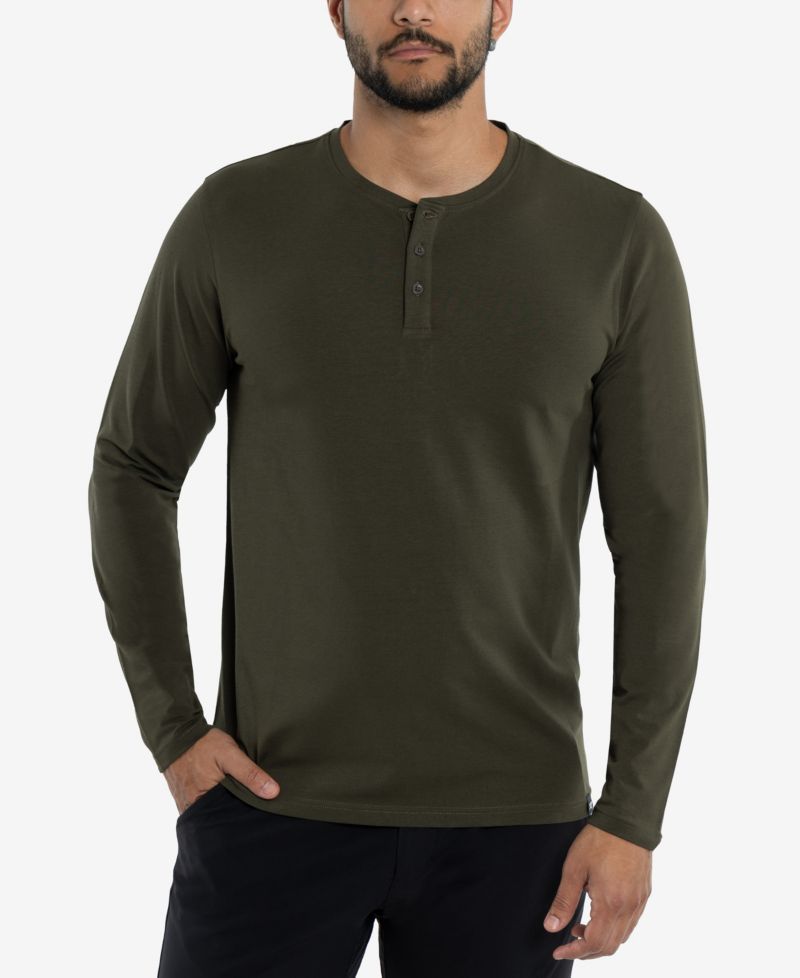 X RAY Men's Long Sleeve Henley T-Shirt
