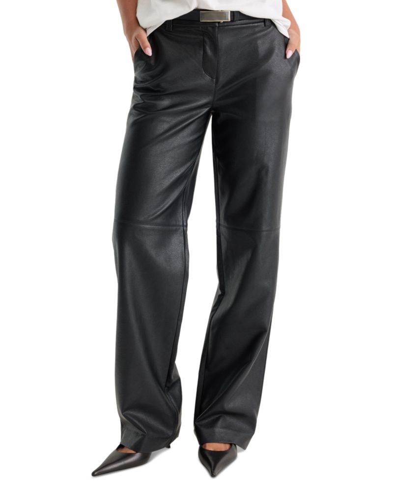Women's Better Than Leather Low-Rise Wide-Leg Faux Leather Trousers