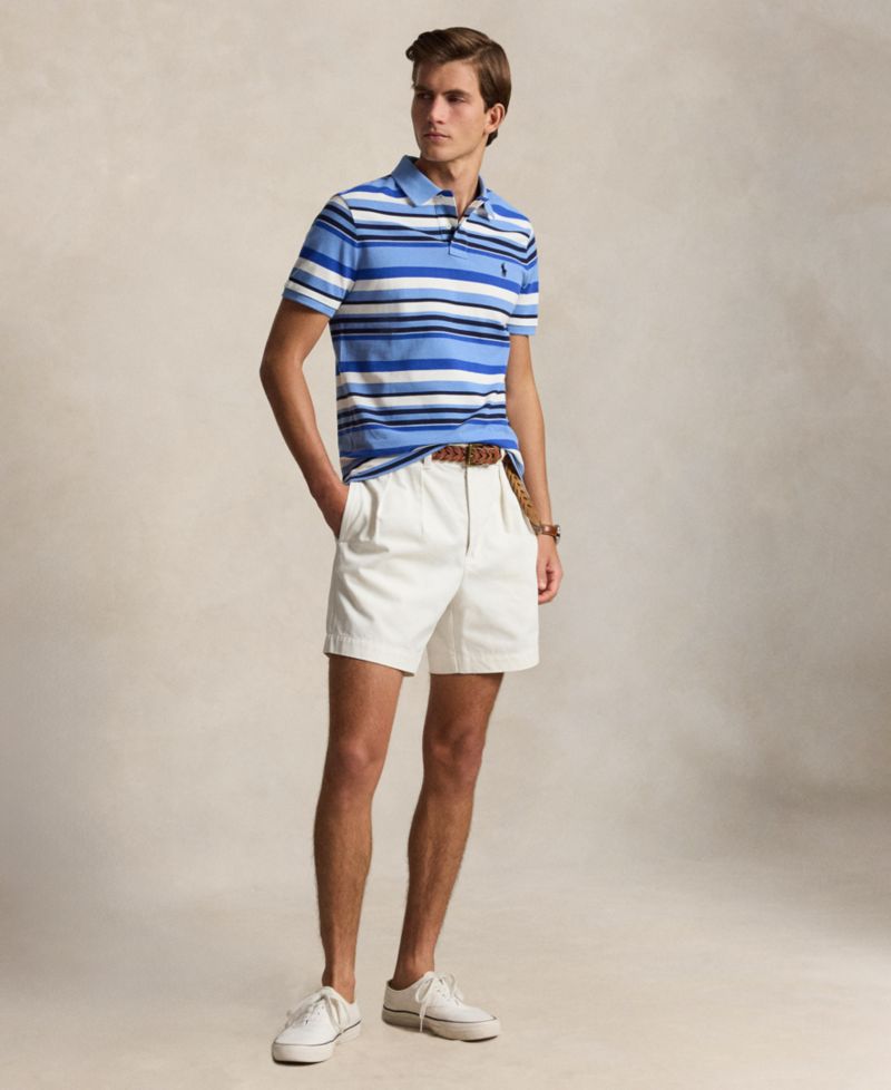 Men's Custom Slim-Fit Striped Mesh Polo Shirt