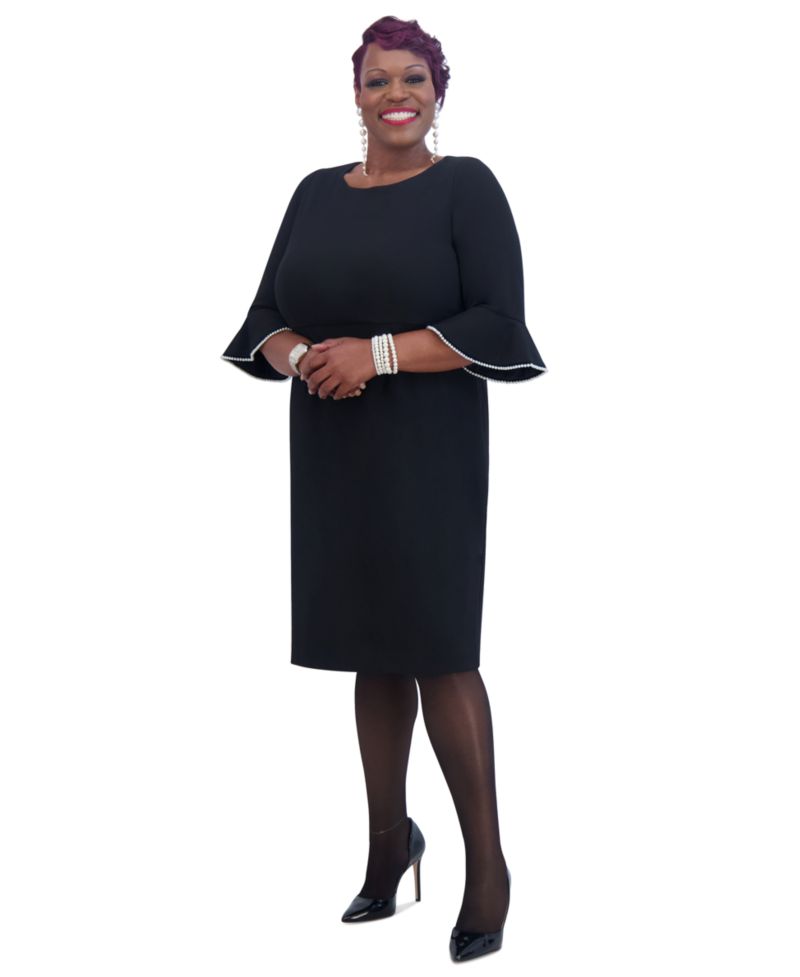 Kat Elbow-Sleeve Ruffled-Cuff Dress