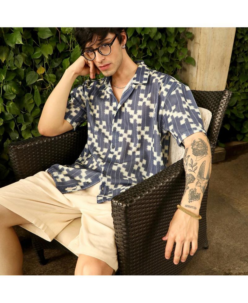 Men's Dice Mesh Oversized Shirt