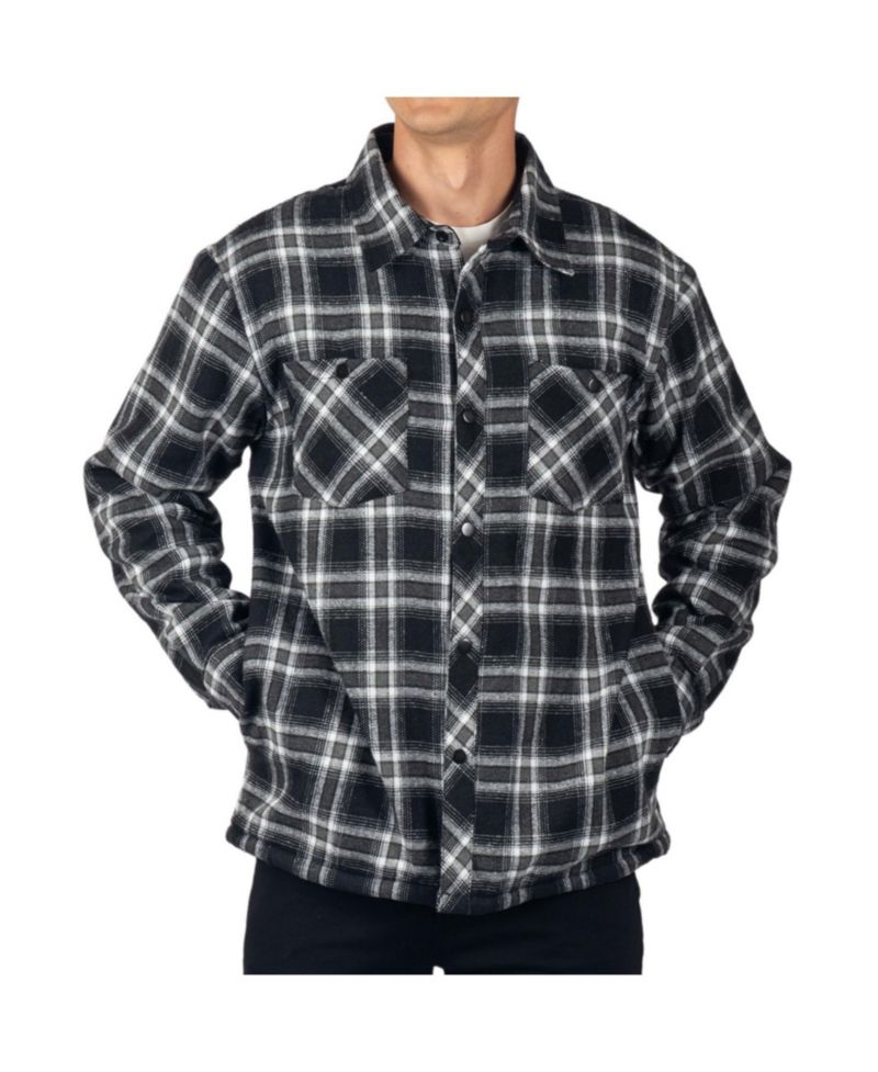 Men's Josh Plaid Fleece-Lined Snap-Button Flannel Shirt Jacket