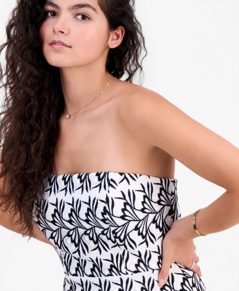 Women's Strapless Straight-Neck Midi Dress