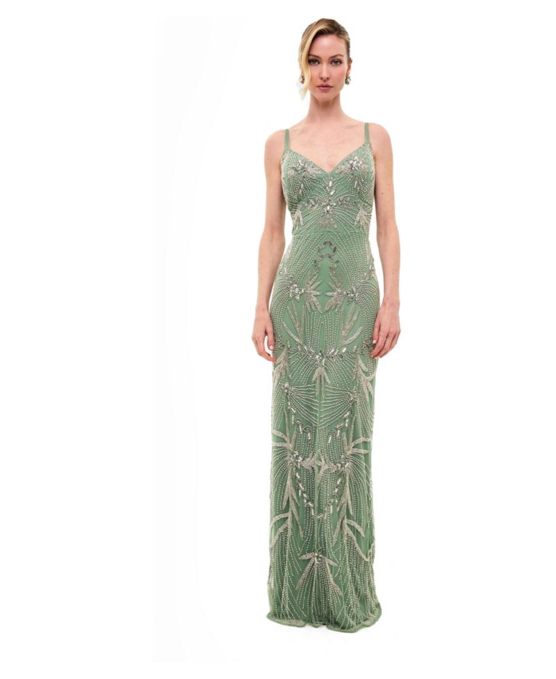 Women's Embellished Sequins Fitted Gown