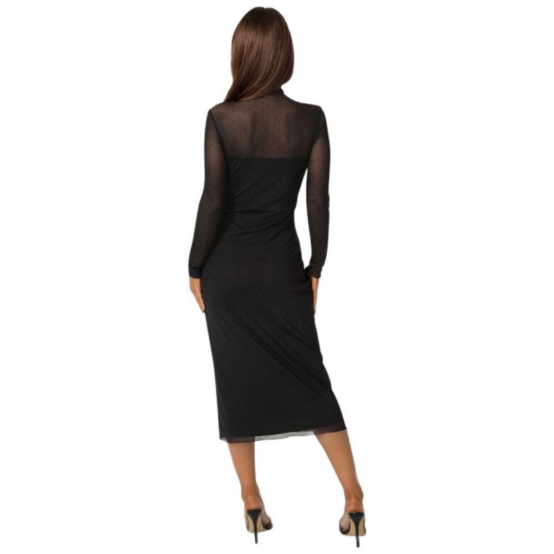 Women's Rhinestone Mesh Long Sleeve Maxi Dress