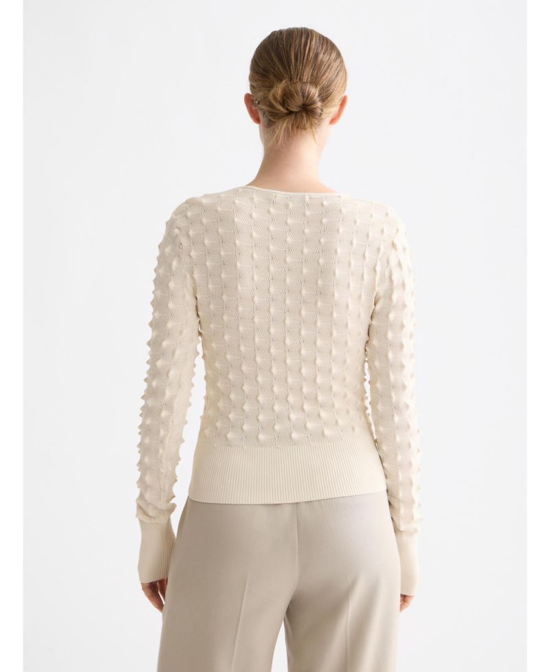 Women's Slash neck textured stitch pullover