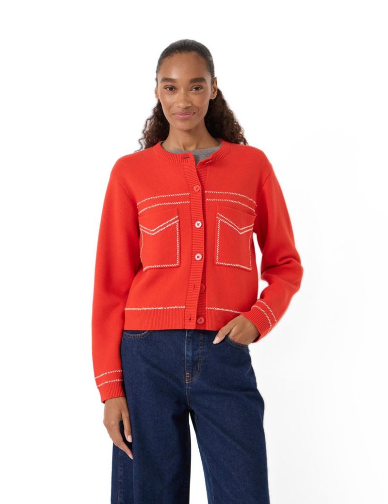 Women's Wool-Blend Stitch Detail Cardigan