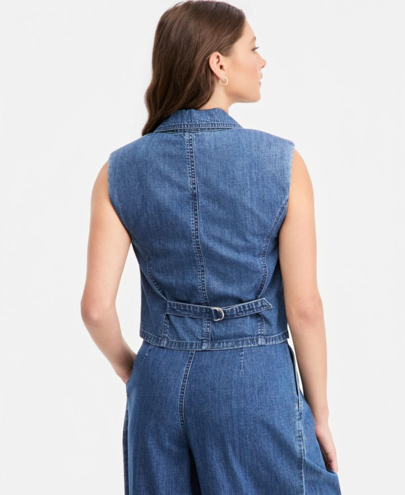 Women's Cropped Denim Vest