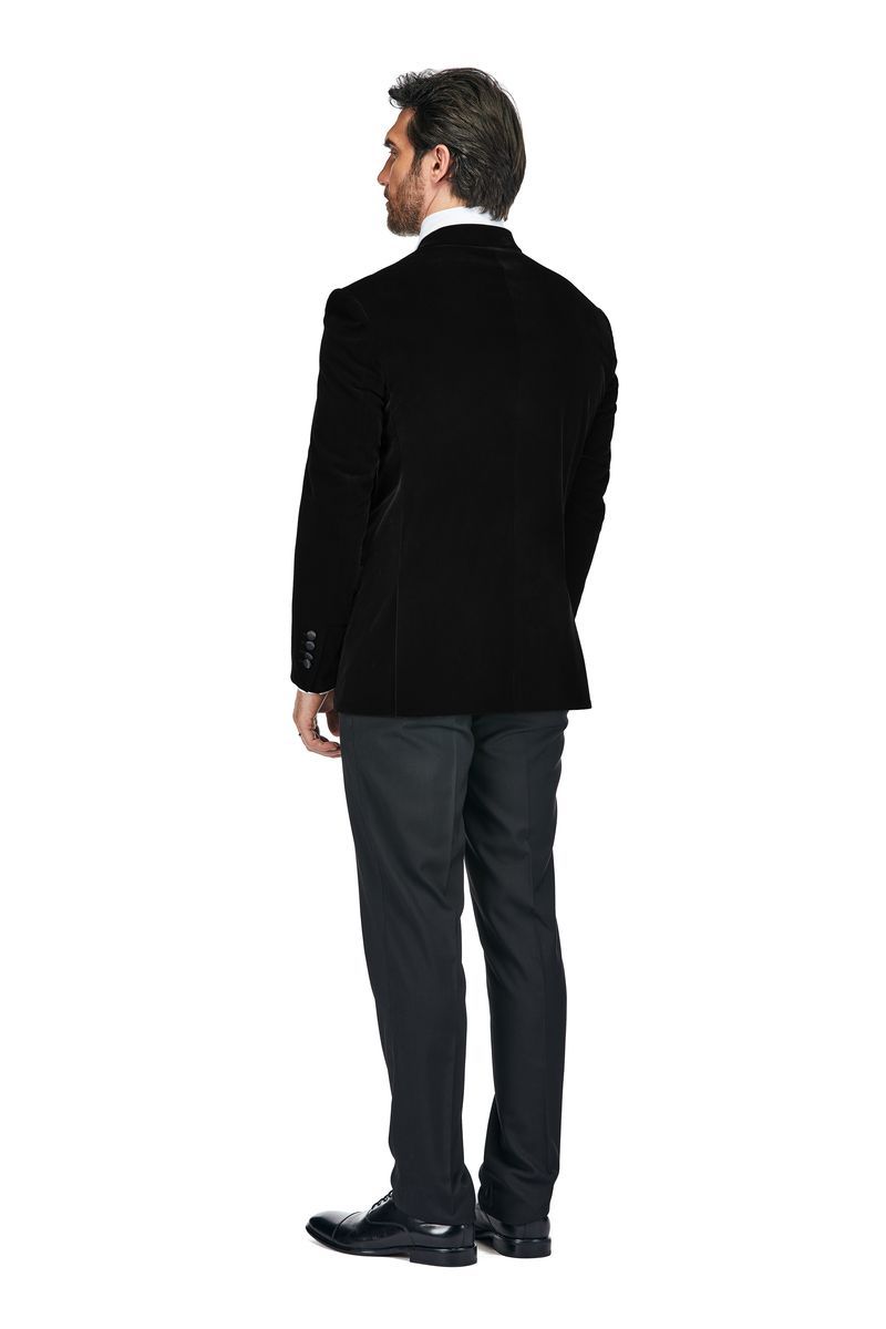 Men's 2 Piece Double Breasted Velvet Birdseye Lapel Slim Fit Tuxedo