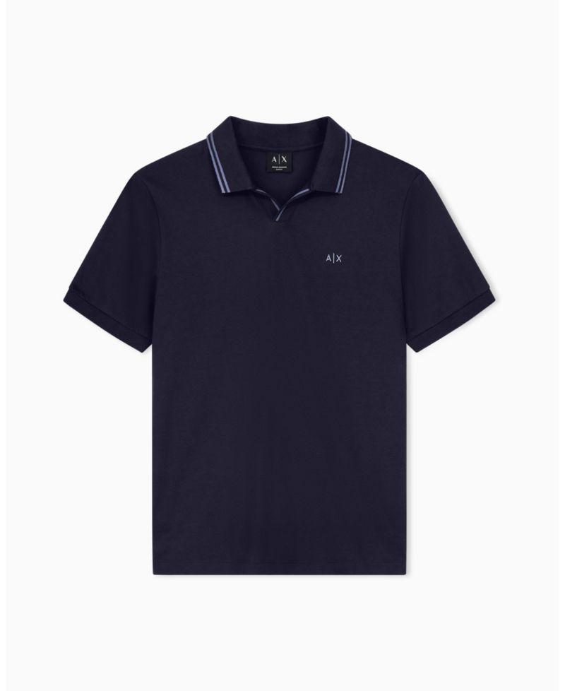 Men's Mercerized Tipping Johnny Collar Polo Shirt
