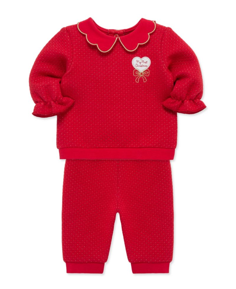 Baby Girls' Embroidered Festive Top and Pants, 2-Piece Set