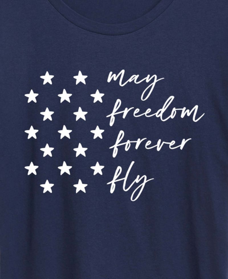 Plus Size Instant Message May Freedom Fly Forever Short-Sleeve Graphic T-Shirt