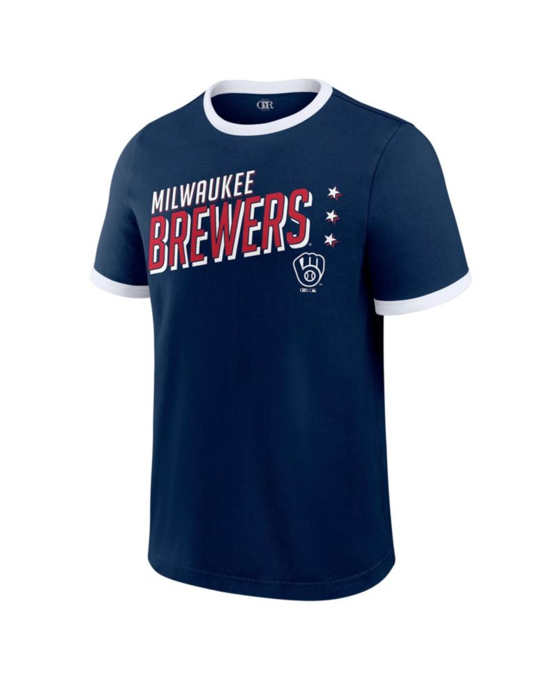 Men's Navy Milwaukee Brewers Americana Washed Ringer T-Shirt