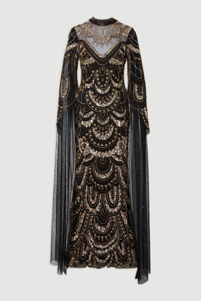 Women's Beaded Midaxi Cape Dress