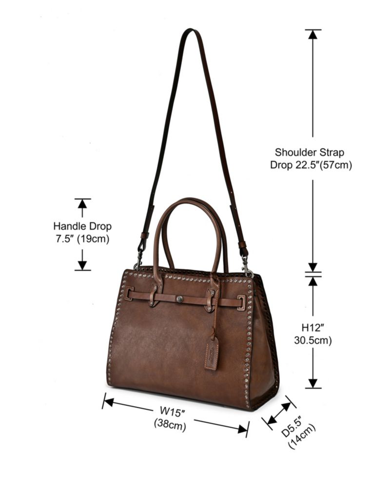 Westland Large Studded Leather Satchel Bag