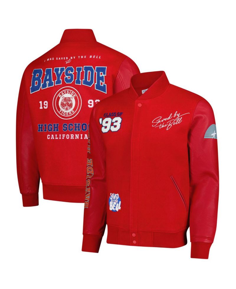 Men's Red Saved by the Bell Bayside High Full-Zip Varsity Jacket