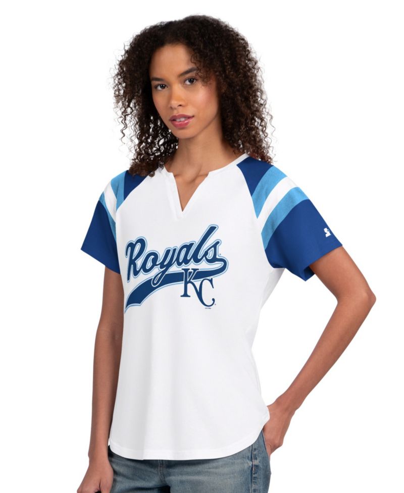 Women's White Kansas City Royals Game On Notch Neck Raglan T-Shirt
