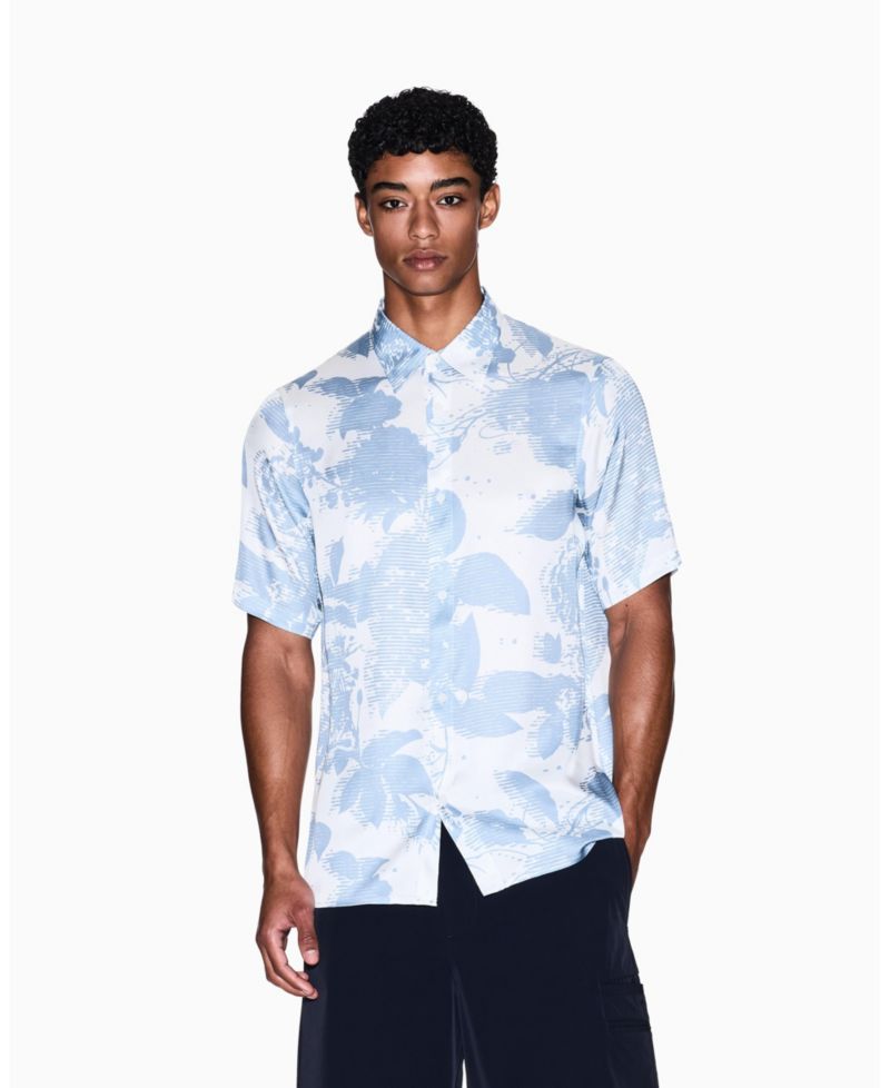 Men's Short Sleeve Viscose Print Woven Shirt