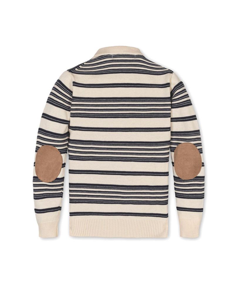 Hope and Henry Little and Big Boys' Organic Long Sleeve Henley Pullover Sweater with Elbow Patches