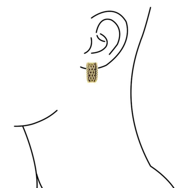 Twisted Rope Cable Chain Clip On Earrings Oxidized Silver Gold Plated 2-Set