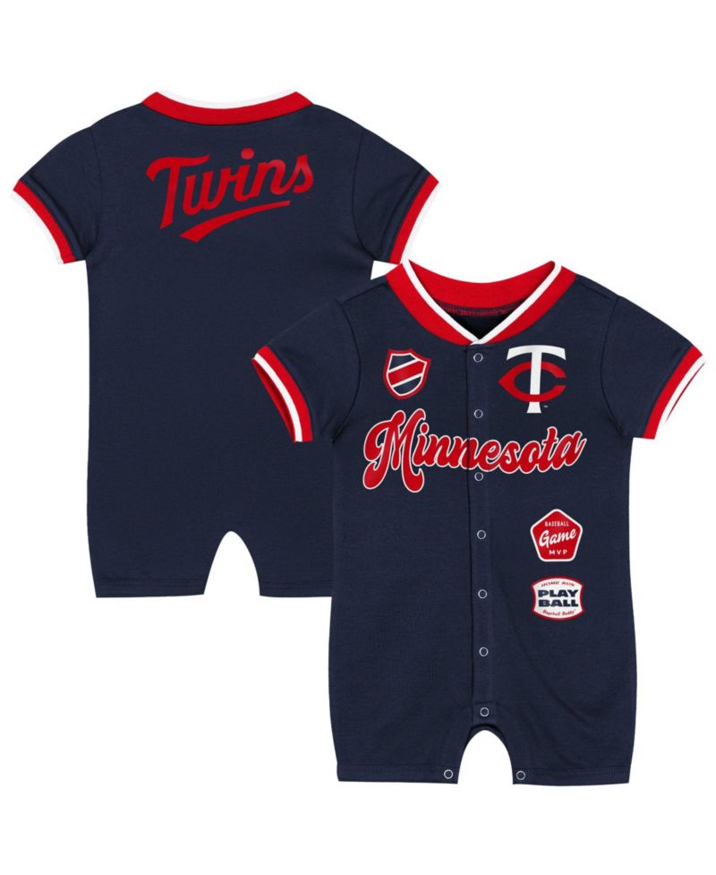 Baby Boys and Girls Navy Minnesota Twins Pinch Coverall Shorts