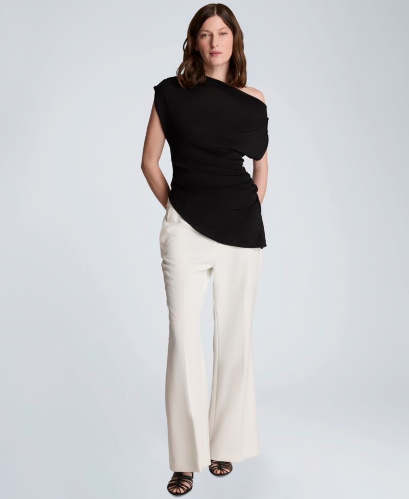 Women's Asymmetrical Drape Short-Sleeve Top