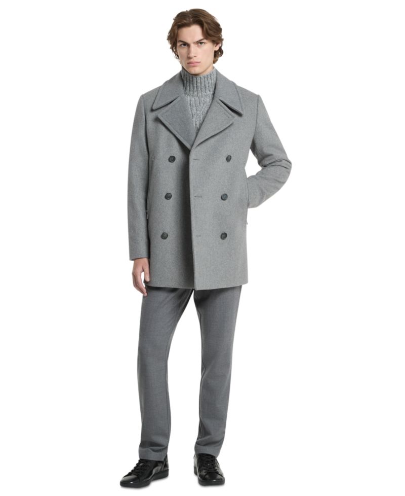 Men's Double-Breasted Wool-Blend Peacoat