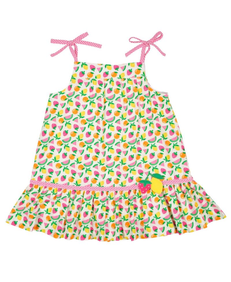 Big Girls Printed Seersucker Dress With Fruit