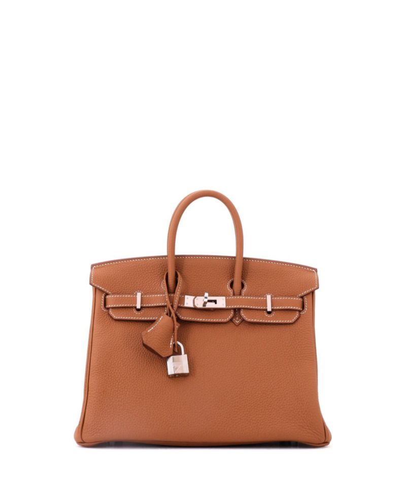 Birkin 25 Handbag Brown Togo with Palladium Hardware
