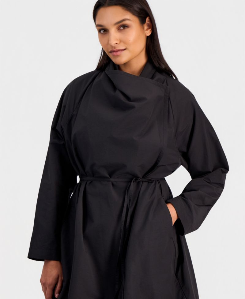 Women's High-Neck Belted Raglan-Sleeve Coat