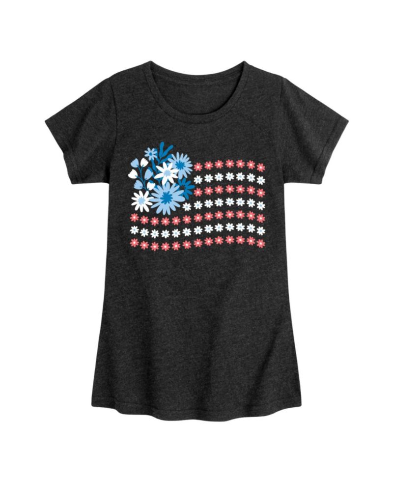 Big girls Americana Floral Flag Graphic T-Shirt