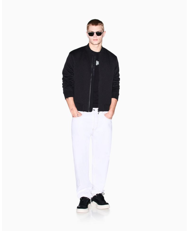 Men's Quilted Textured Bomber Jacket