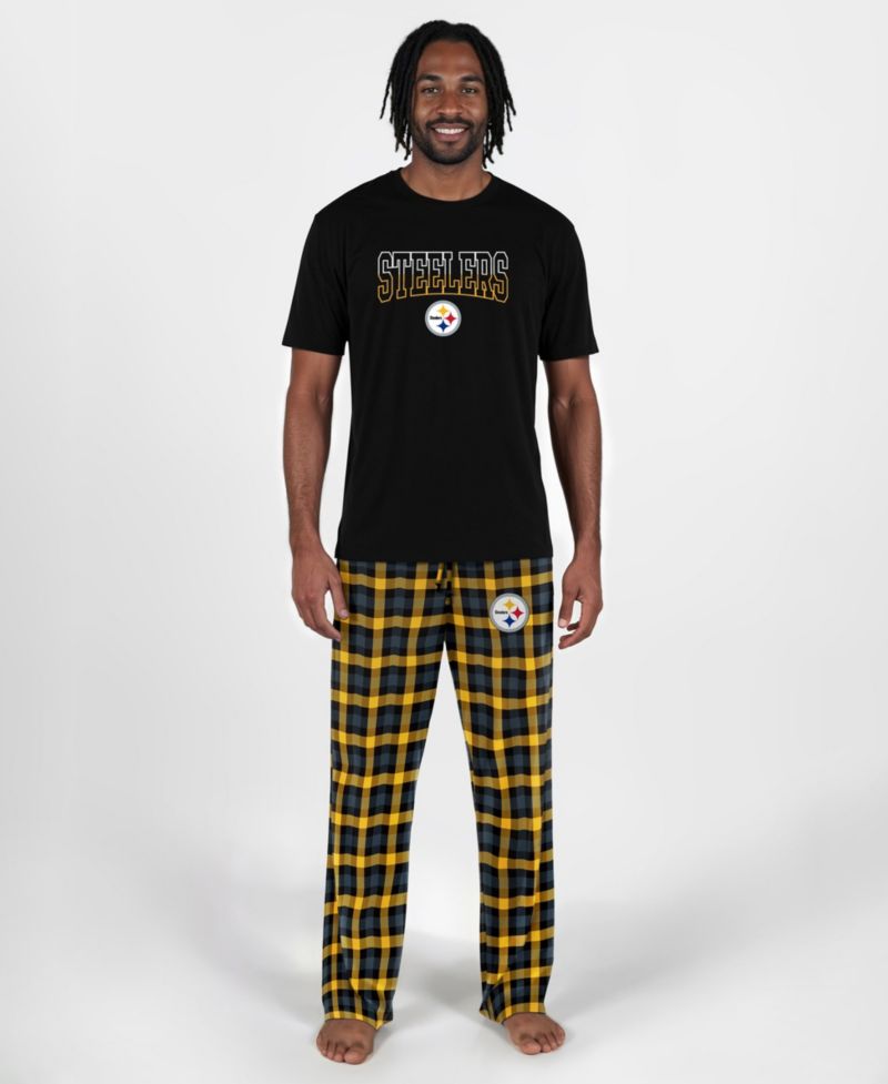 Men's Black Pittsburgh Steelers Highland Sleep Set