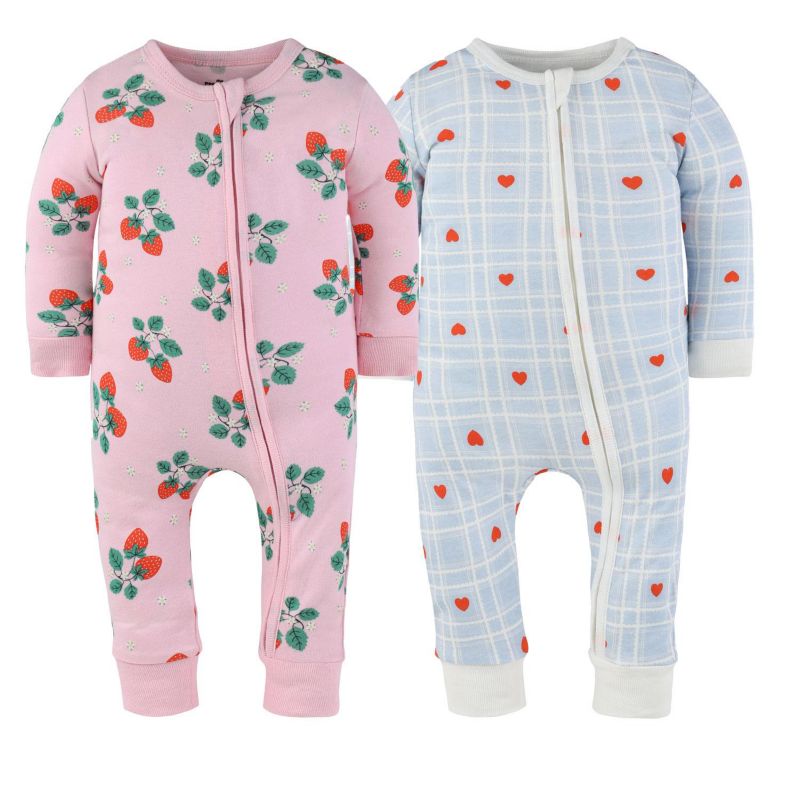 Toddler Girls Strawberry Sweet Treats Cotton Footless Pajamas for Girls, 2 Pack