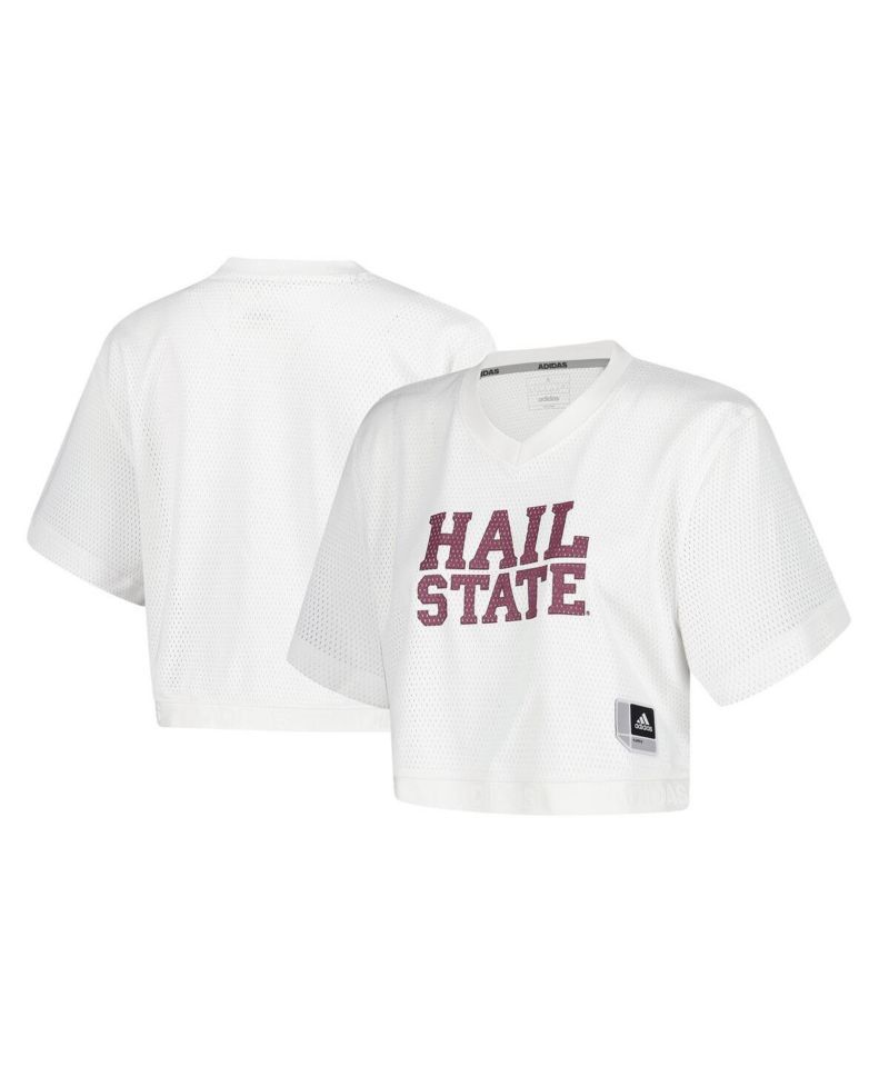 Women's White Mississippi State Bulldogs Primegreen V-Neck Cropped Jersey