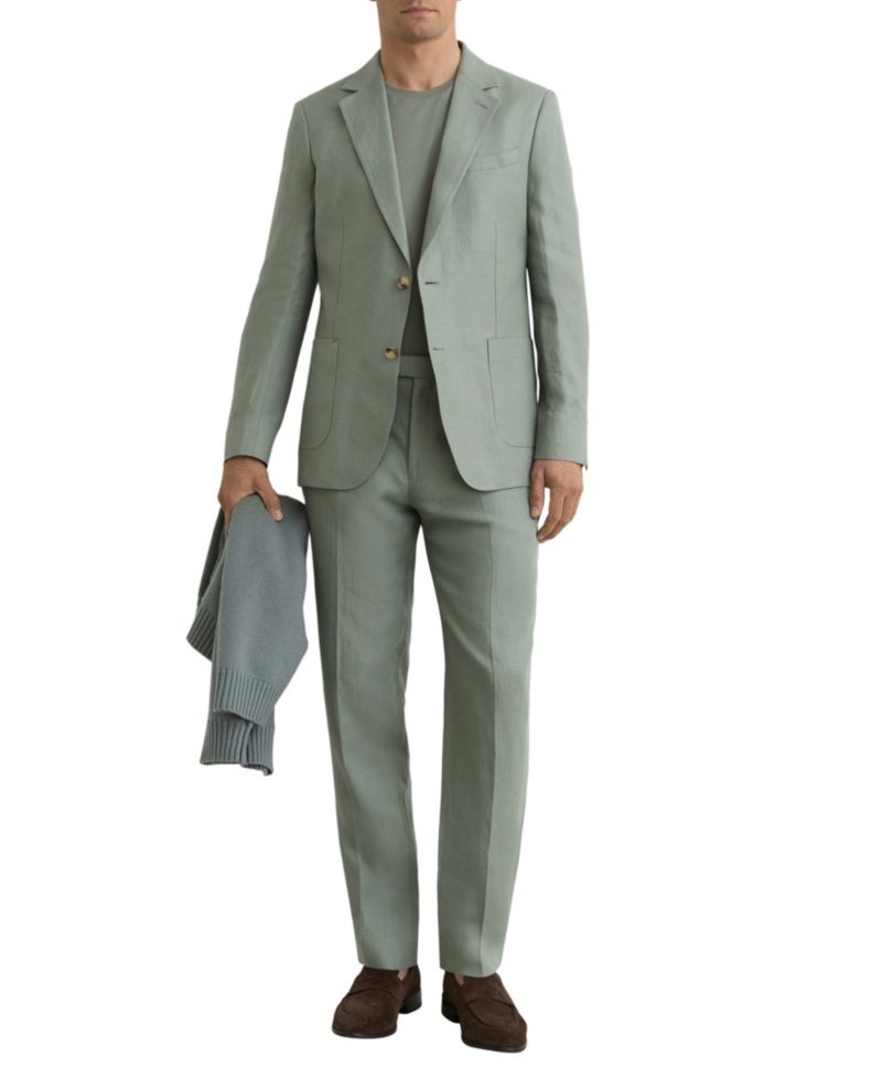 Men's Atlantic Linen-Twill Tailored-Fit Suit Pants