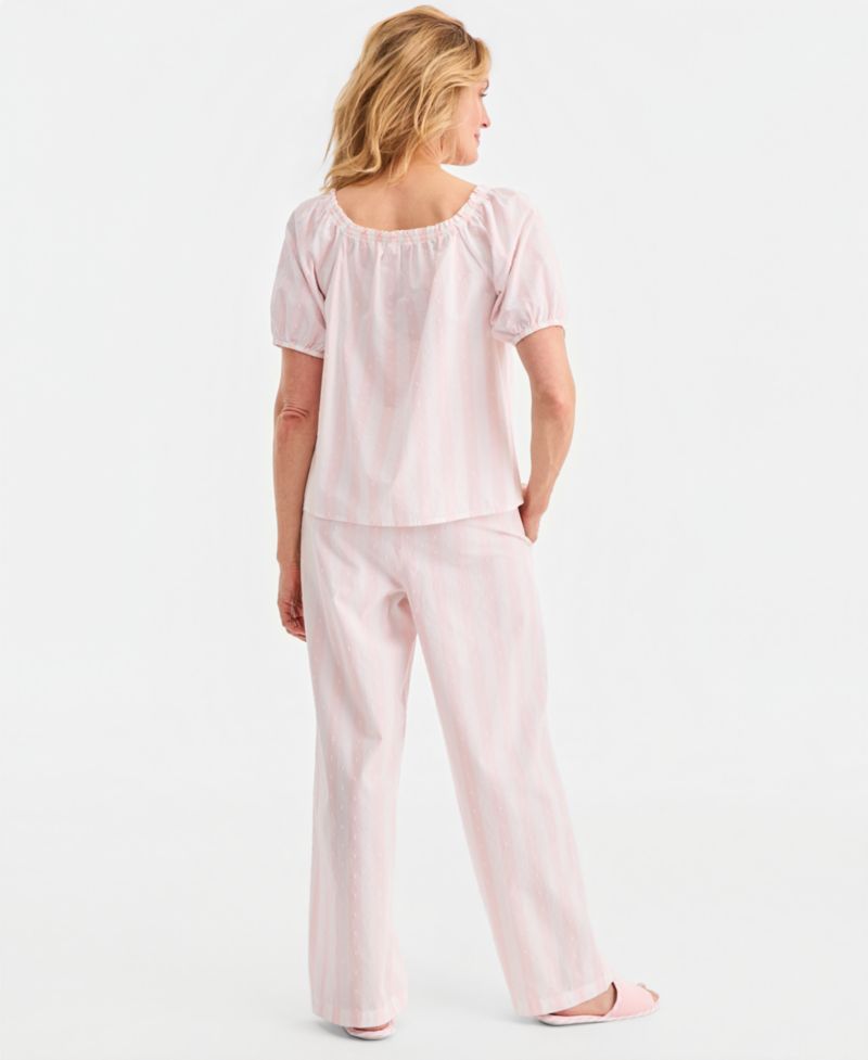 Women's Woven Cotton Stripe Pajama Set