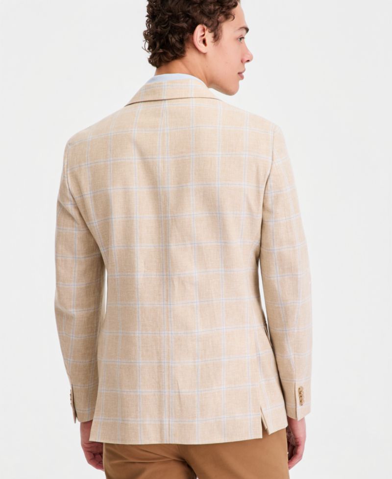 Мужская спортивная куртка Windowpane из льняной ткани современного покроя