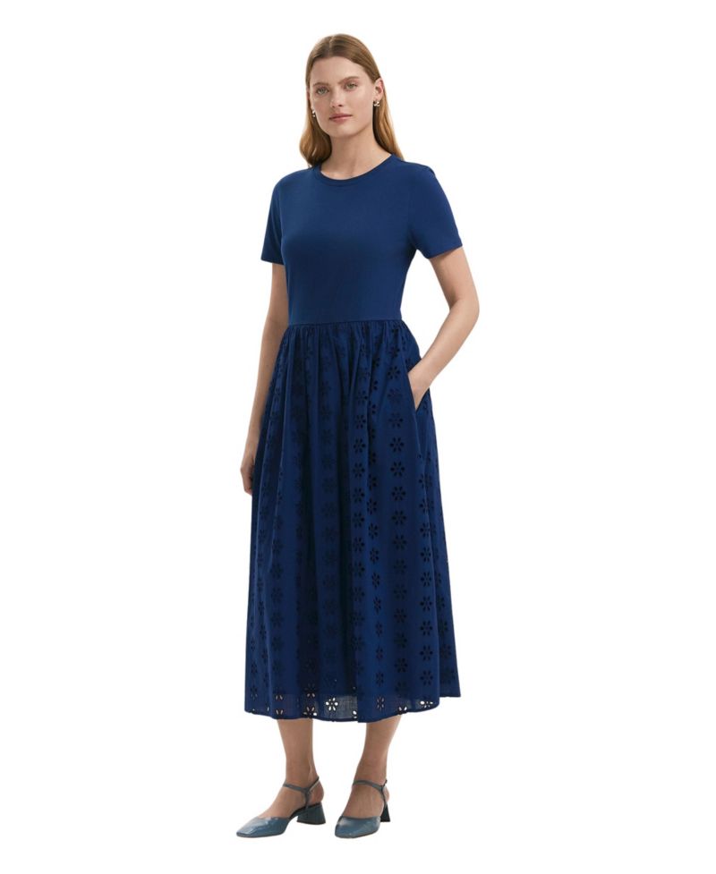 Women's Brea Embroidered Floral Short-Sleeve Midi Dress
