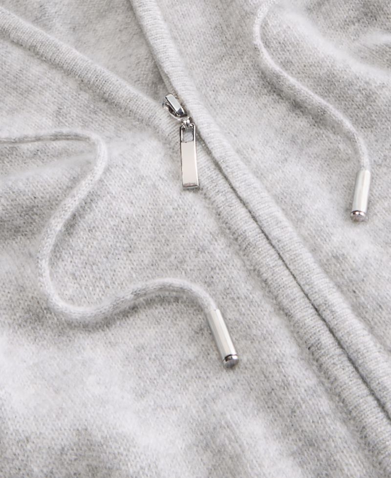 Petite Cashmere Long-Sleeve Zip-Front Hoodie