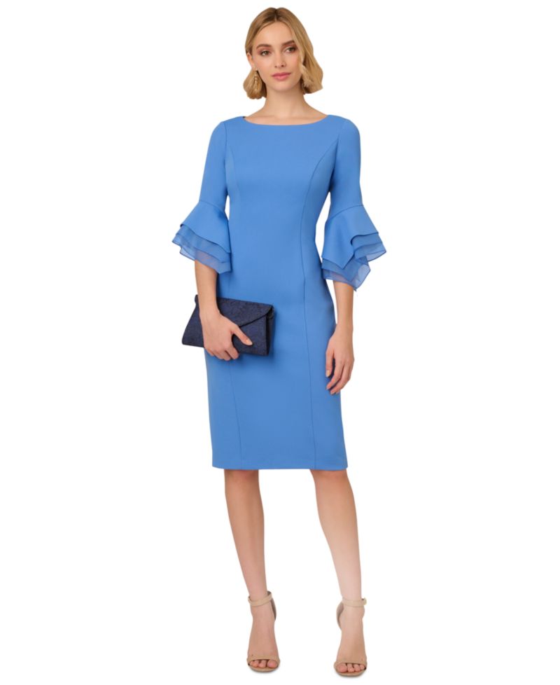 Women's Tiered-Cuff 3/4-Sleeve Sheath Dress