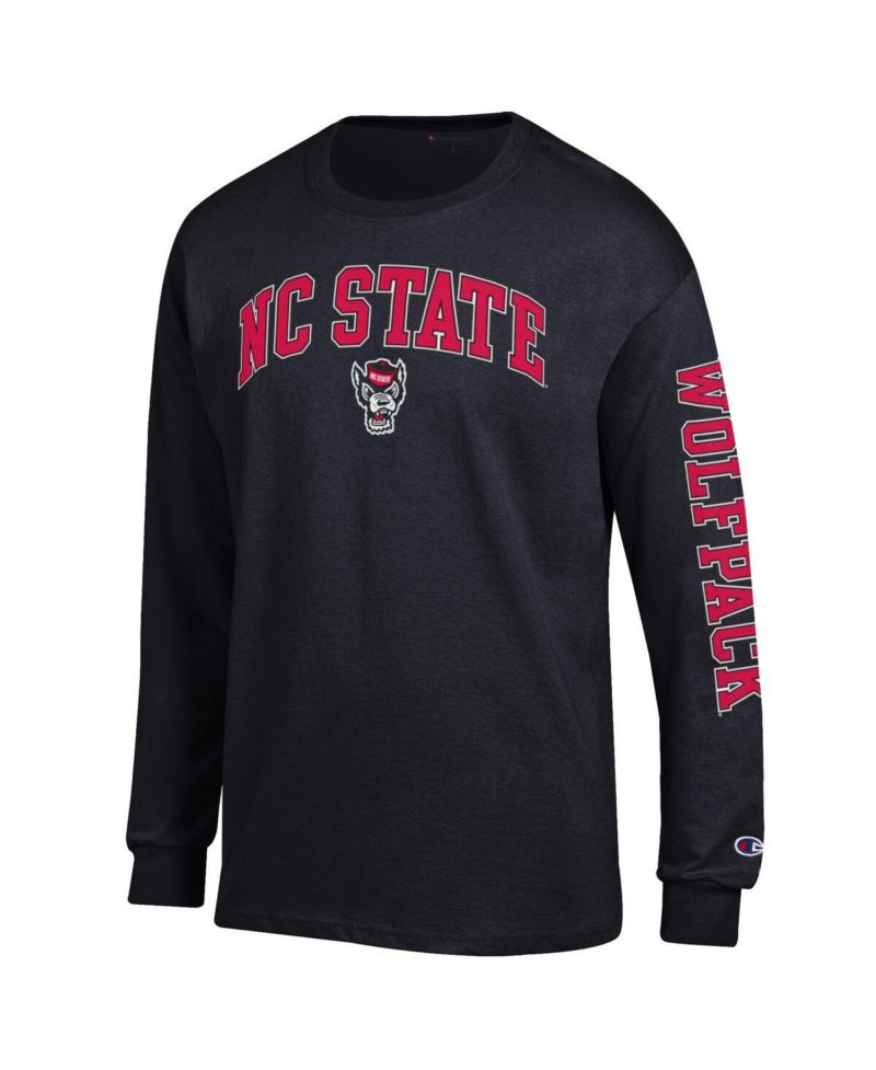 Men's Black NC State Wolfpack Arch Over Logo Long Sleeve T-Shirt