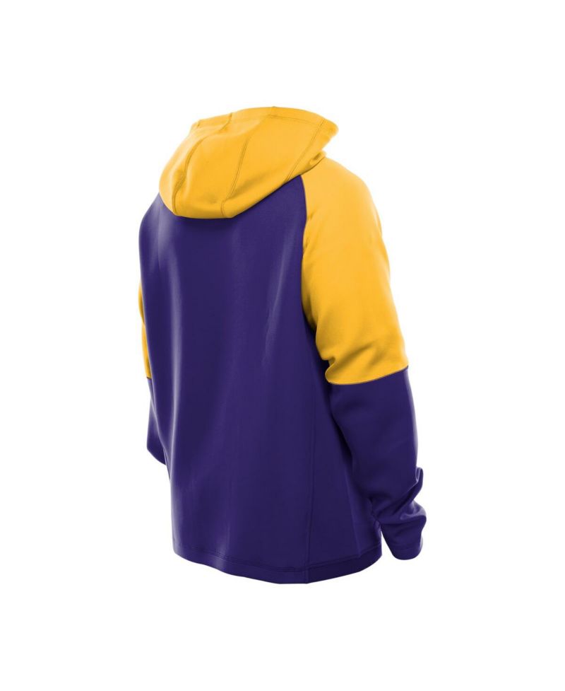 Men's Purple Minnesota Vikings Combine Authentic Color Block Raglan Pullover Hoodie
