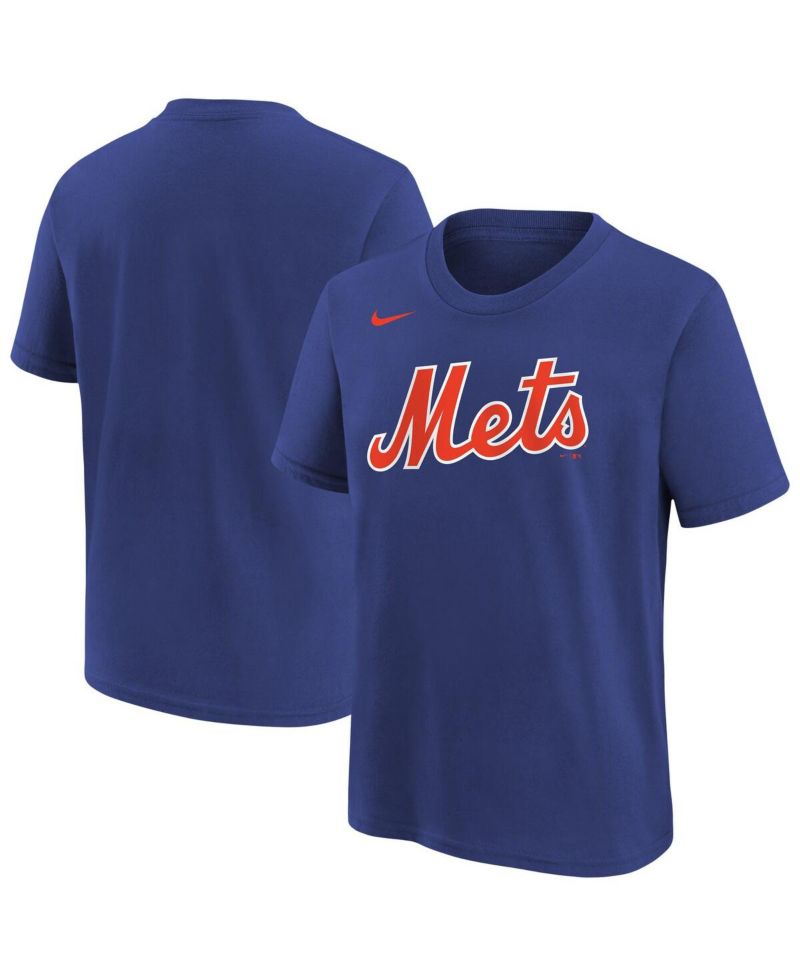 Big Boys and Girls Royal New York Mets Wordmark T-Shirt