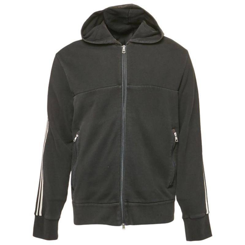 Men's Black Jersey Zip-Up Hooded Jacket